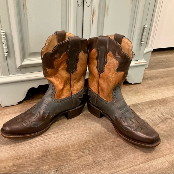 SONORA PAISLEY Western Leather Boots - Brown and Tan - Picture 5 of 12